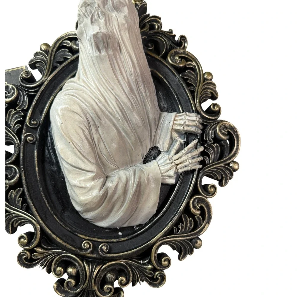 Spooky 3D Ghost Portrait Wall Decor Halloween Ornate Framed Gothic Horror